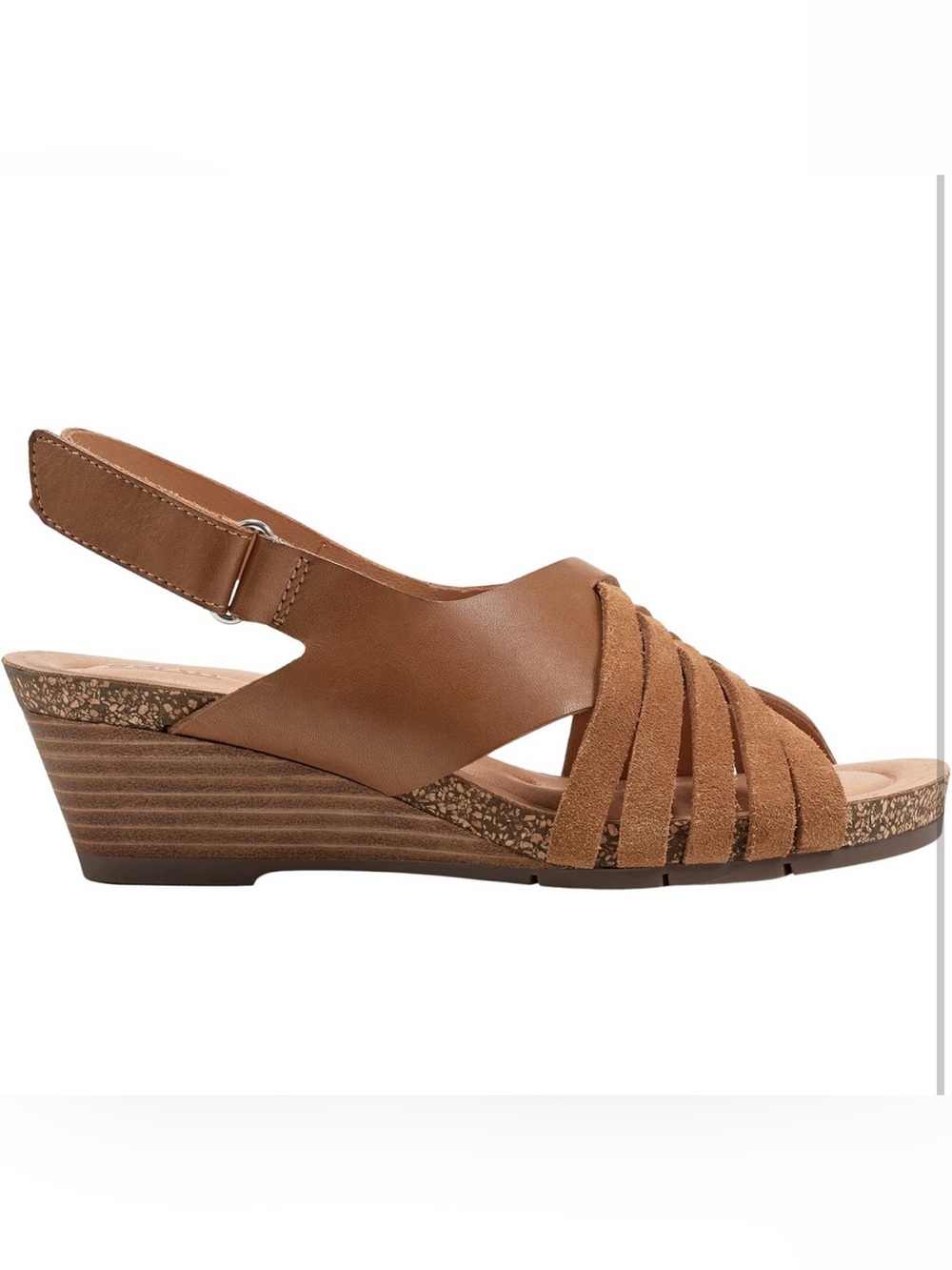 0176: Earth Women's Harris Beige Woven Slingback Wedge Sandals - Picture 5 of 9